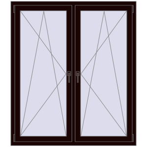 Okno plastikowe 1395x1565 mm Dwuskrzydłowe. Widok od środka Zamów teraz Okna skrzydłowe 1395x1565 mm REHAU ENERGY-SAVING SYNEGO MD CHOCOLATE_BROWN dwustronny