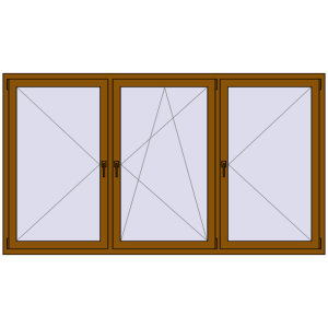 Buy Tilt-and-Turn 2400x1350 mm REHAU OPTIMUM EURO-DESIGN 70 GOLDEN OAK two-sided