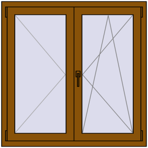 Buy Tilt-and-Turn 1100x1100 mm REHAU OPTIMUM EURO-DESIGN 70 GOLDEN OAK two-sided