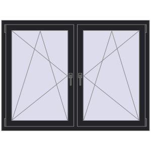 Zamów teraz Okna skrzydłowe 1485x1085 mm REHAU ENERGY-SAVING SYNEGO MD BLACK_ULTI-MATT dwustronny