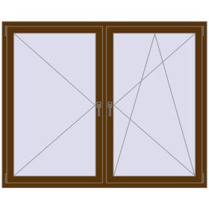 Buy Okna skrzydłowe 1750x1420 mm REHAU OPTIMUM EURO-DESIGN 70 WALNUT dwustronny