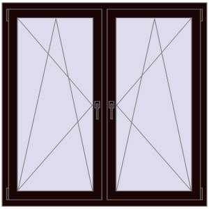 Zamów teraz Okna skrzydłowe 1350x1340 mm REHAU ENERGY-SAVING SYNEGO MD CHOCOLATE_BROWN dwustronny