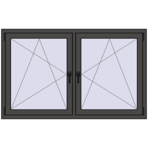 Okno plastikowe 1575x965 mm Dwuskrzydłowe. Widok od środka Zamów teraz Okna skrzydłowe 1575x965 mm REHAU ENERGY-SAVING SYNEGO MD BASALT_GREY dwustronny