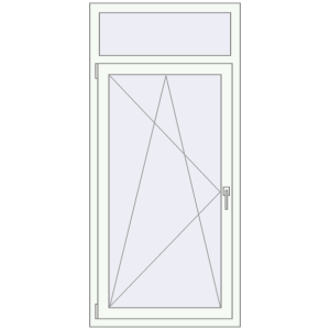 Plastic window 790x1700 mm Single-leaf with fanlight. View from inside Buy Tilt-and-Turn 790x1700 mm REHAU OPTIMUM EURO-DESIGN 70 RAL 9016 Traffic white two-sided