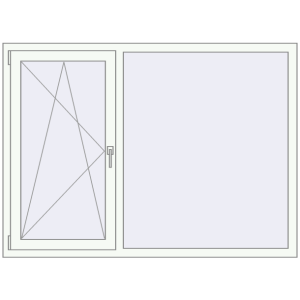 Plastic window 1650x1200 mm Double-leaf. View from inside Buy Tilt-and-Turn 1650x1200 mm REHAU OPTIMUM EURO-DESIGN 70 RAL 9016 Traffic white two-sided