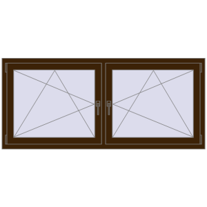 Plastic window 1770x785 mm Dwuskrzydłowe. View from inside Buy Tilt-and-Turn 1770x785 mm REHAU ENERGY-SAVING SYNEGO MD DARK_OAK two-sided