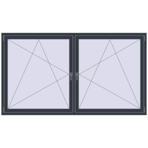Buy Tilt-and-Turn 2300x1300 mm REHAU OPTIMUM EURO-DESIGN 70 ANTHRACITE_GREY_STRUKTURAL two-sided