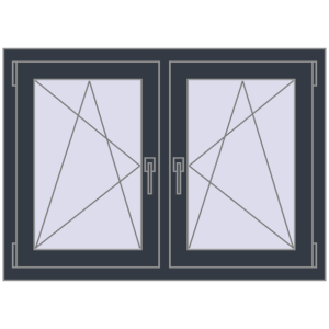 Okno plastikowe 1065x755 mm Dwuskrzydłowe. Widok od środka Zamów teraz Okna skrzydłowe 1065x755 mm REHAU ENERGY-SAVING SYNEGO MD ANTHRACITE_GREY_STRUKTURAL dwustronny