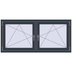 Buy Tilt-and-Turn 1500x700 mm REHAU ENERGY-SAVING SYNEGO MD ANTHRACITE_GREY_STRUKTURAL two-sided