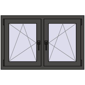 Okno plastikowe 1065x695 mm Dwuskrzydłowe. Widok od środka Zamów teraz Okna skrzydłowe 1065x695 mm REHAU ENERGY-SAVING SYNEGO MD BASALT_GREY dwustronny
