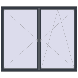 Buy Tilt-and-Turn 2600x2200 mm REHAU OPTIMUM EURO-DESIGN 70 ANTHRACITE_GREY_STRUKTURAL two-sided