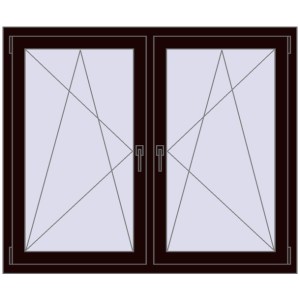 Zamów teraz Okna skrzydłowe 1410x1145 mm REHAU ENERGY-SAVING SYNEGO MD CHOCOLATE_BROWN dwustronny