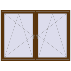 Buy Tilt-and-Turn 1900x1400 mm REHAU OPTIMUM EURO-DESIGN 70 WALNUT two-sided
