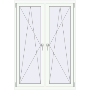 Okno plastikowe 1050x1600 mm Dwuskrzydłowe. Widok od środka Zamów teraz Okna skrzydłowe 1050x1600 mm REHAU ENERGY-SAVING SYNEGO MD BLACK_ULTI-MATT zewnętrzny