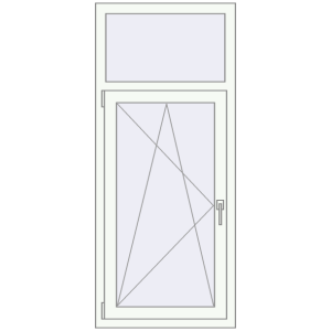 Plastic window 670x1550 mm Single-leaf with fanlight. View from inside Buy Tilt-and-Turn 670x1550 mm EPSILON OPTIMA RAL 9016 Traffic white two-sided