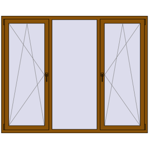 Okno plastikowe 2000x1600 mm Trójskrzydłowy. Widok od środka Zamów teraz Okna skrzydłowe 2000x1600 mm REHAU BRILLANT DESIGN GOLDEN OAK dwustronny