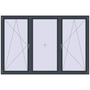 Buy Tilt-and-Turn 2400x1600 mm REHAU OPTIMUM EURO-DESIGN 70 ANTHRACITE_GREY_STRUKTURAL two-sided