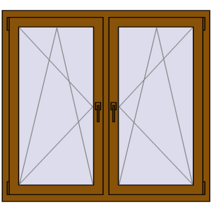 Okno plastikowe 1335x1160 mm Dwuskrzydłowe. Widok od środka Zamów teraz Okna skrzydłowe 1335x1160 mm REHAU ENERGY-SAVING SYNEGO MD GOLDEN OAK dwustronny