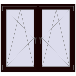 Okno plastikowe 1440x1235 mm Dwuskrzydłowe. Widok od środka Zamów teraz Okna skrzydłowe 1440x1235 mm REHAU ENERGY-SAVING SYNEGO MD CHOCOLATE_BROWN dwustronny