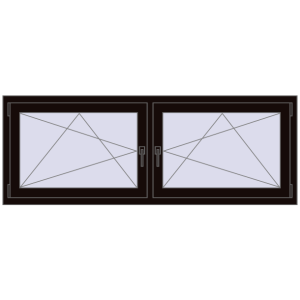 Okno plastikowe 1830x665 mm Dwuskrzydłowe. Widok od środka Zamów teraz Okna skrzydłowe 1830x665 mm REHAU ENERGY-SAVING SYNEGO MD BLACK_BROWN dwustronny