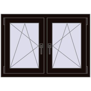 Okno plastikowe 1020x710 mm Dwuskrzydłowe. Widok od środka Zamów teraz Okna skrzydłowe 1020x710 mm REHAU ENERGY-SAVING SYNEGO MD BLACK_BROWN dwustronny