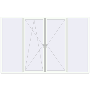 Okno plastikowe 3450x2200 mm Czterolistna. Widok od środka Zamów teraz Okna skrzydłowe 3450x2200 mm KORSA BRILLANT DESIGN