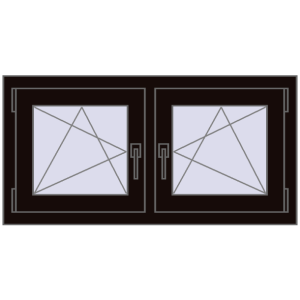 Okno plastikowe 990x515 mm Dwuskrzydłowe. Widok od środka Zamów teraz Okna skrzydłowe 990x515 mm REHAU OPTIMUM EURO-DESIGN 70 BLACK_BROWN dwustronny