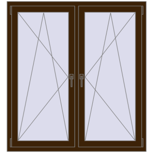 Okno plastikowe 1275x1400 mm Dwuskrzydłowe. Widok od środka Zamów teraz Okna skrzydłowe 1275x1400 mm REHAU ENERGY-SAVING SYNEGO MD DARK_OAK dwustronny