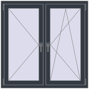 Buy Tilt-and-Turn 1160x1160 mm REHAU OPTIMUM EURO-DESIGN 70 ANTHRACITE_GREY_STRUKTURAL two-sided