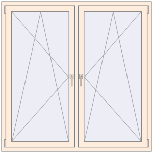 Buy Tilt-and-Turn 1500x1500 mm REHAU OPTIMUM EURO-DESIGN 70 CREAME_WHITE_50L-2 two-sided