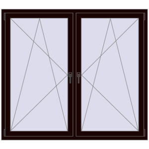 Zamów teraz Okna skrzydłowe 1650x1520 mm REHAU ENERGY-SAVING SYNEGO MD CHOCOLATE_BROWN dwustronny