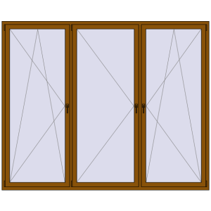 Buy Tilt-and-Turn 2700x2200 mm REHAU OPTIMUM EURO-DESIGN 70 GOLDEN OAK two-sided