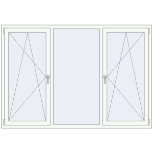 Okno plastikowe 2080x1438 mm Trójskrzydłowy. Widok od środka Zamów teraz Okna skrzydłowe 2080x1438 mm REHAU OPTIMUM EURO-DESIGN 70 RAL 9016 Traffic white dwustronny