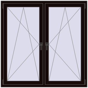 Buy Tilt-and-Turn 1400x1400 mm REHAU OPTIMUM EURO-DESIGN 70 BLACK_BROWN two-sided