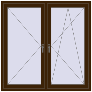 Buy Tilt-and-Turn 1350x1350 mm REHAU OPTIMUM EURO-DESIGN 70 DARK_OAK two-sided