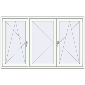 Buy Tilt-and-Turn 1850x1150 mm REHAU OPTIMUM EURO-DESIGN 70 RAL 9016 Traffic white two-sided