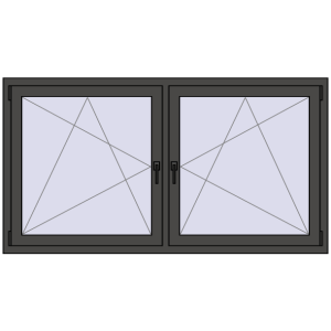 Plastic window 1770x950 mm Dwuskrzydłowe. View from inside Buy Tilt-and-Turn 1770x950 mm REHAU ENERGY-SAVING SYNEGO MD BASALT_GREY two-sided