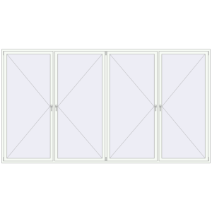 Okno plastikowe 4200x2300 mm Czterolistna. Widok od środka Zamów teraz Okna skrzydłowe 4200x2300 mm REHAU OPTIMUM EURO-DESIGN 70 RAL 9016 Traffic white dwustronny