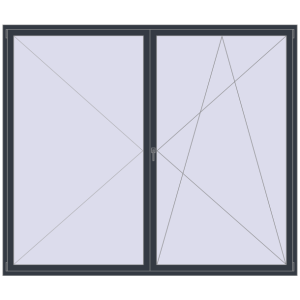 Buy Tilt-and-Turn 2700x2300 mm REHAU ENERGY-SAVING SYNEGO MD ANTHRACITE_GREY_STRUKTURAL two-sided