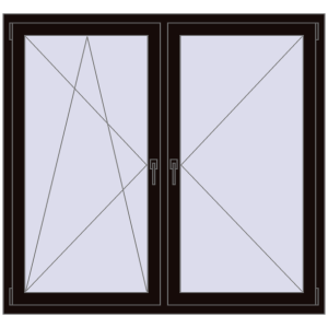 Buy Tilt-and-Turn 1500x1400 mm REHAU OPTIMUM EURO-DESIGN 70 BLACK_BROWN two-sided
