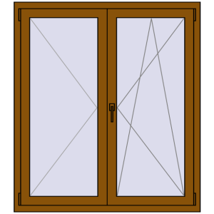 Buy Tilt-and-Turn 1200x1350 mm REHAU OPTIMUM EURO-DESIGN 70 GOLDEN OAK two-sided