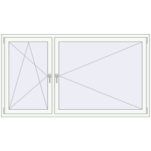 Buy Tilt-and-Turn 2000x1115 mm REHAU OPTIMUM EURO-DESIGN 70 RAL 9016 Traffic white two-sided