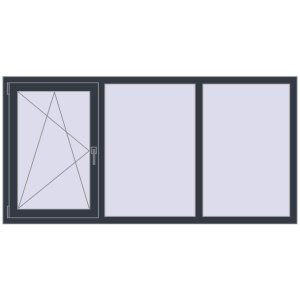 Buy Tilt-and-Turn 2000x1000 mm REHAU OPTIMUM EURO-DESIGN 70 ANTHRACITE_GREY_STRUKTURAL two-sided