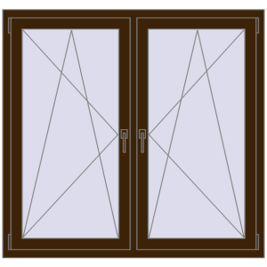 Zamów teraz Okna skrzydłowe 1410x1280 mm REHAU ENERGY-SAVING SYNEGO MD DARK_OAK dwustronny