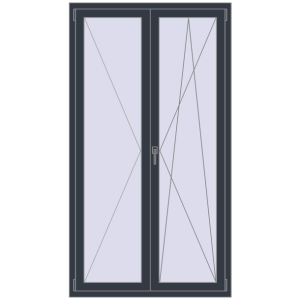Buy Tilt-and-Turn 1100x2000 mm REHAU ENERGY-SAVING SYNEGO MD ANTHRACITE_GREY_STRUKTURAL two-sided