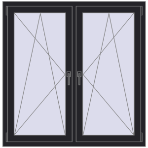 Zamów teraz Okna skrzydłowe 1305x1280 mm REHAU ENERGY-SAVING SYNEGO MD BLACK_ULTI-MATT dwustronny