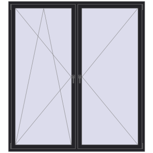 Buy Tilt-and-Turn 2000x2200 mm REHAU ENERGY-SAVING SYNEGO MD BLACK_ULTI-MATT two-sided