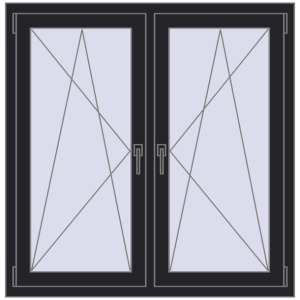 Zamów teraz Okna skrzydłowe 1200x1205 mm REHAU ENERGY-SAVING SYNEGO MD BLACK_ULTI-MATT dwustronny