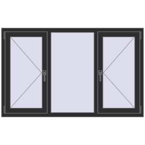Buy Tilt-and-Turn 1600x1000 mm REHAU OPTIMUM EURO-DESIGN 70 ANTHRACITE_GREY_GLATT two-sided