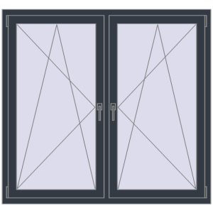 Zamów teraz Okna skrzydłowe 1545x1355 mm REHAU ENERGY-SAVING SYNEGO MD ANTHRACITE_GREY_STRUKTURAL dwustronny
